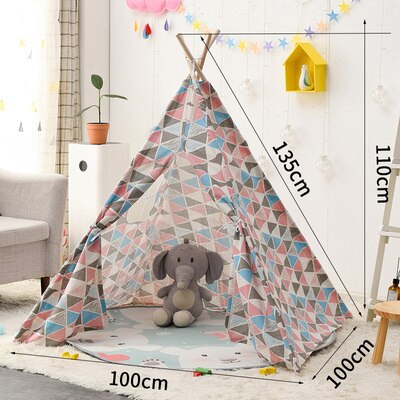 1.35M Portable Cotton Home Tipi Folding Indoor Baby Tent Toy Teepee Original Triangle Indian Kids Wigwam For Children Games: 8