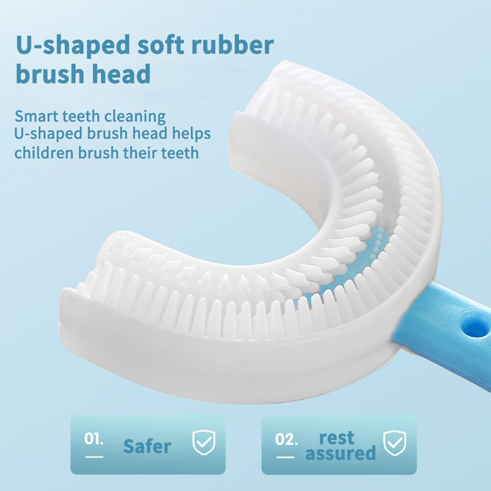 Kids Tandenborstel U-Vorm Zuigeling Tandenborstel Met Handvat Siliconen Oral Care Borstel Voor Peuters Leeftijden 2-12