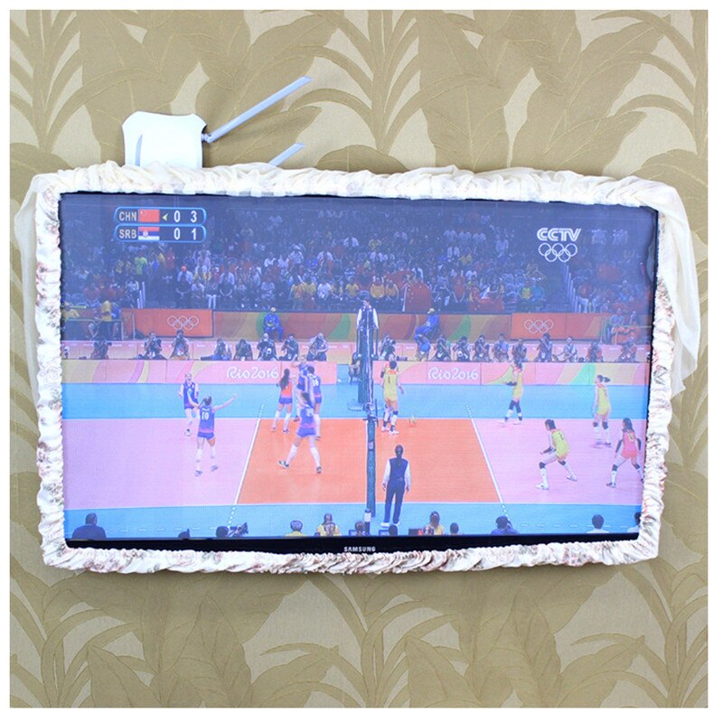 Gauze Tv Dust Cover Computer Lace Monitor Protection Stick Wall-Mounted Desktop Curved Screen Soft Fabric Craft