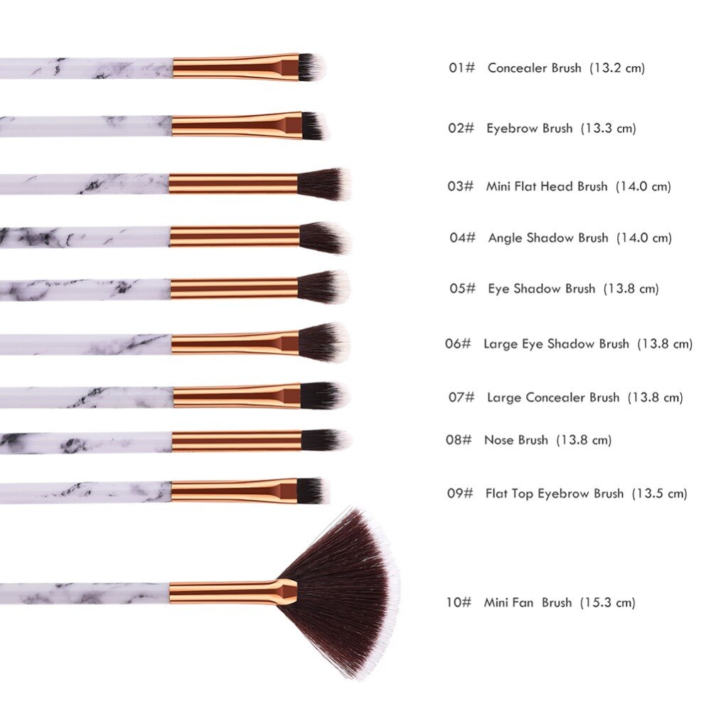 4/10 Pcs Marble Texture Makeup Brush Set Make Up Brushes Eyebrow Eye Brow Shadow Liner Lip Fan Beauty Cosmetic Tools #273602