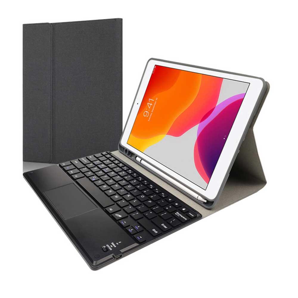 Wireless Keyboard Case Voor Ipad 10.2 Tablet Case Bluetooth Keyboard Cover Voor Ipad 10.2 Pu Leather Afneembare Cover: Black