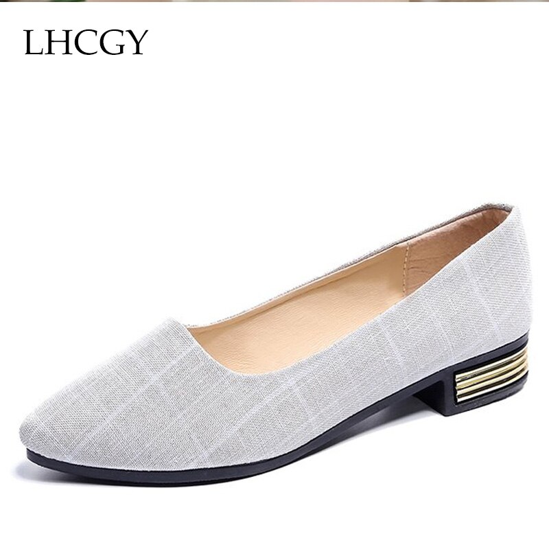 Lente Zomer Vrouwen Flats Goud Hakken Flats Lage Hakken Slip Op Schoenen Katoen Puntschoen Gestreepte Vrouw Schoenen Zapatos Mujer 6569