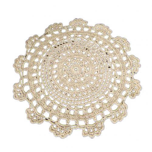 Vintage Crochet Cotton Placemat Cup Mug Coasters Table Tea Coffee Cushion Pad: Beige 15cm