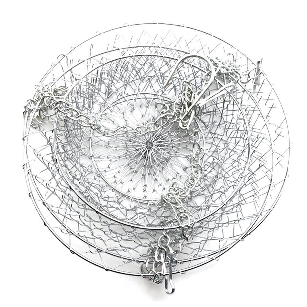 3-Tier Kitchen Hanging Fruit Basket Wire Hanging Folding Basket for Kitchen Storage: Silver