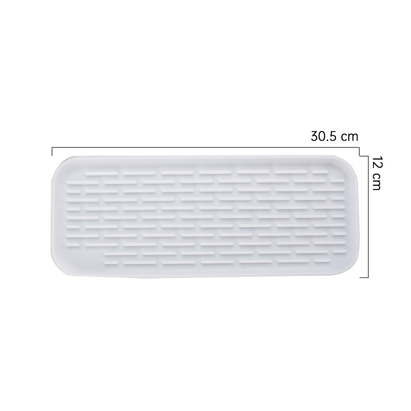 Siliconen Servies Antislip Mat Gootsteen Lade Zeepdispenser Spons Afvoer Pad Droogkussen Pad Opbergen Gootsteen Afvoermat: WHITE