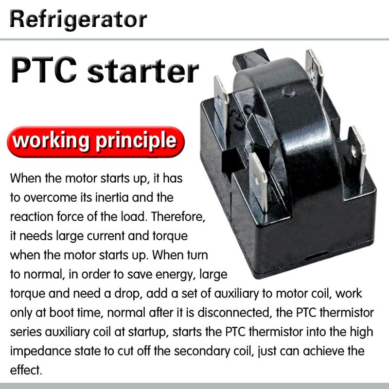 4 stift 15 ohm kylskåp ptc startrelä svart / kompressor relä