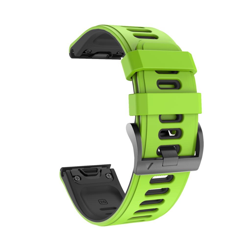 Anbest 26mm silikon klokkerem for fenix 6x 5x sport silikon klokkerem med hurtigreim for fenix 5x 3 3 hr: Grønn