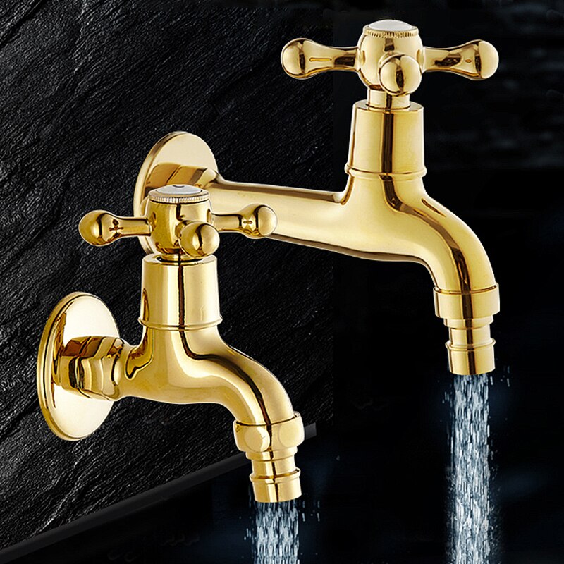 Golden Washing Machine Crane Decorative Outdoor Faucet Garden Bibcock Tap mop Faucet