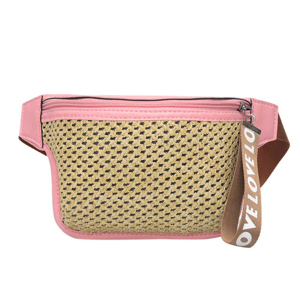 Classic Woven Casual Wild Taille Tas Voor Dame Mode Messenger Bags Brief Borst Banaan Casual Riem Tas Schoudertas Dames: Roze