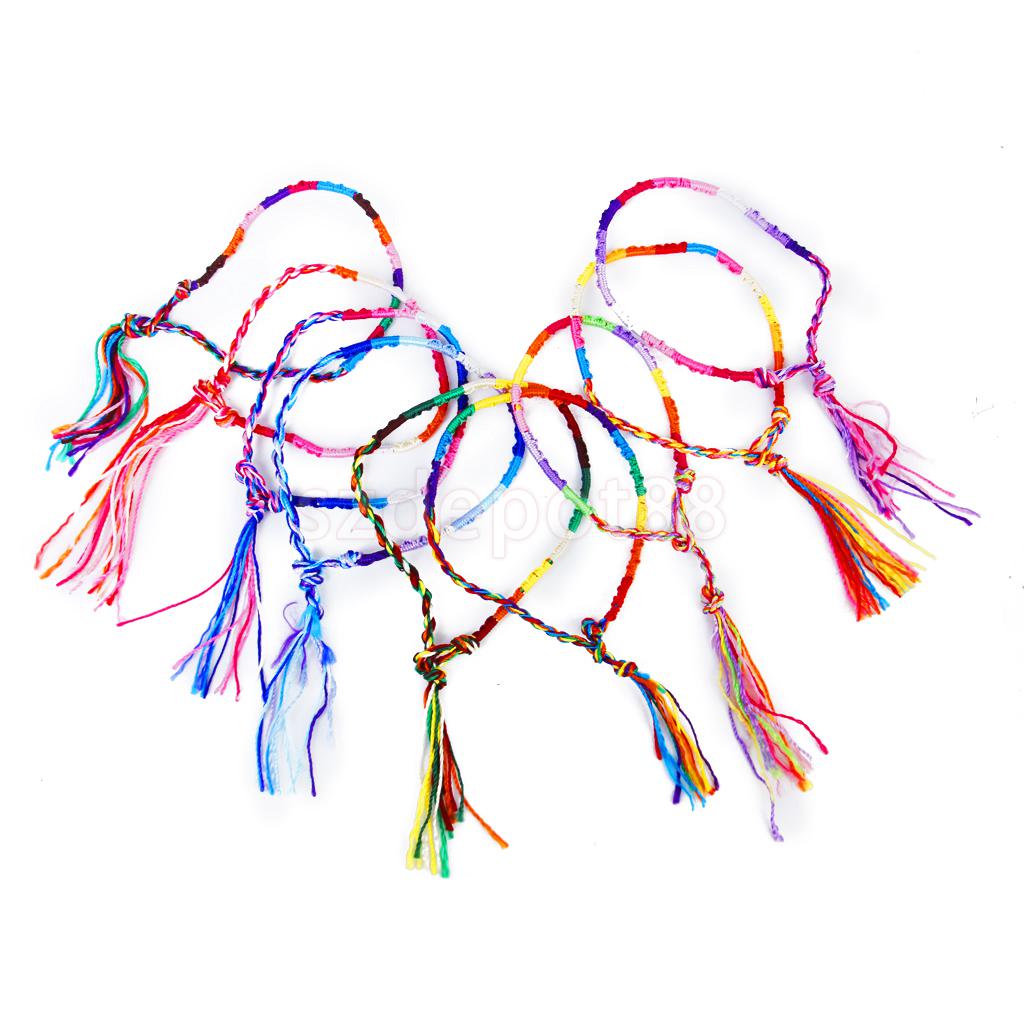 Brand 9 Colorful Handmade Braided Thread Friendship Bracelets Ankle Bracelet Hippie #2 (Random Color)