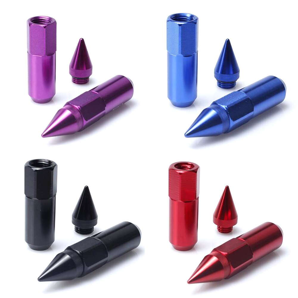 20 Pcs / Set M12X1.5 90mm Wheel Tire Rim Lug Nuts Aluminum Extended Tuner with Pointed Spike Cool Look Fit Most Cars