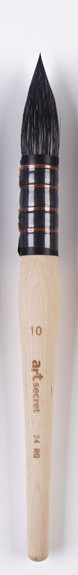 ArtSecret-pincel de pintura de acuarela de alto grado 24RQ, pelo de ardilla negro, mango de madera, papelería artística, suministros de herramientas de arte: Negro