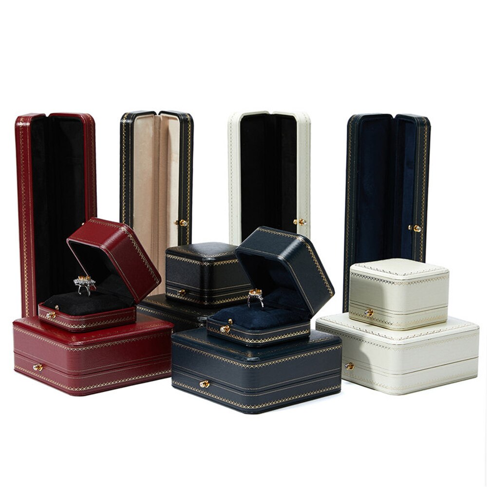 B-LIFE Premium Leather Necklace Box Pendant Storage Case Perfect for Engagement Bride Wedding Photography Bridal