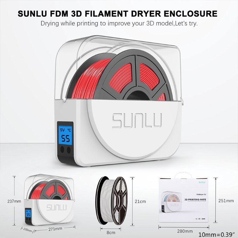 Dryer Box for 3D Printer Filament Keeping Dry Moisture-proof Storage Box