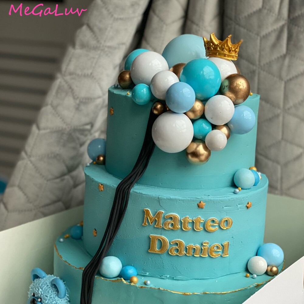 20pcs Golden Ball Cake Topper Happy Birthday Baby Baptism Cake Decoration Diy Cupcake Wedding Party Decoration Supplies