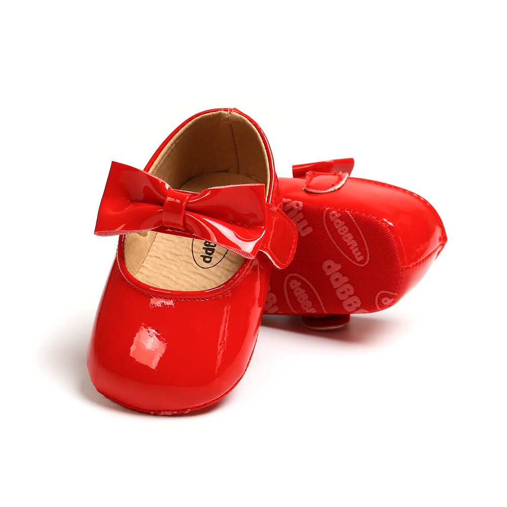 0-18Months Infant Neugeborenes Baby Krippe Pram Schuhe Bogen-Knoten Weiche Sohle Schuhe Sandalen: Rot / 0-6 Monate