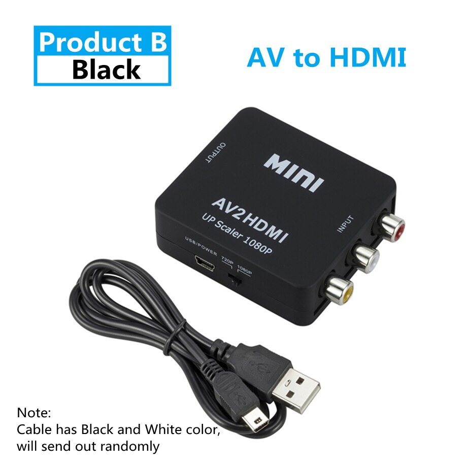 Adaptador HDMI de 1080P compatible con AV Scaler, convertidor compuesto de vídeo RCA a HDMI, caja convertidora CVSB L/R: Rojo