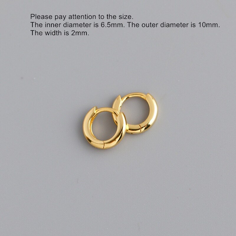 Orecchino in argento Sterling 925 moda semplice lucido rotondo orecchino largo fibbia orecchio personalità geometria donna ragazza ragazzo gioielli orecchio: 1 pair gold 6.5mm