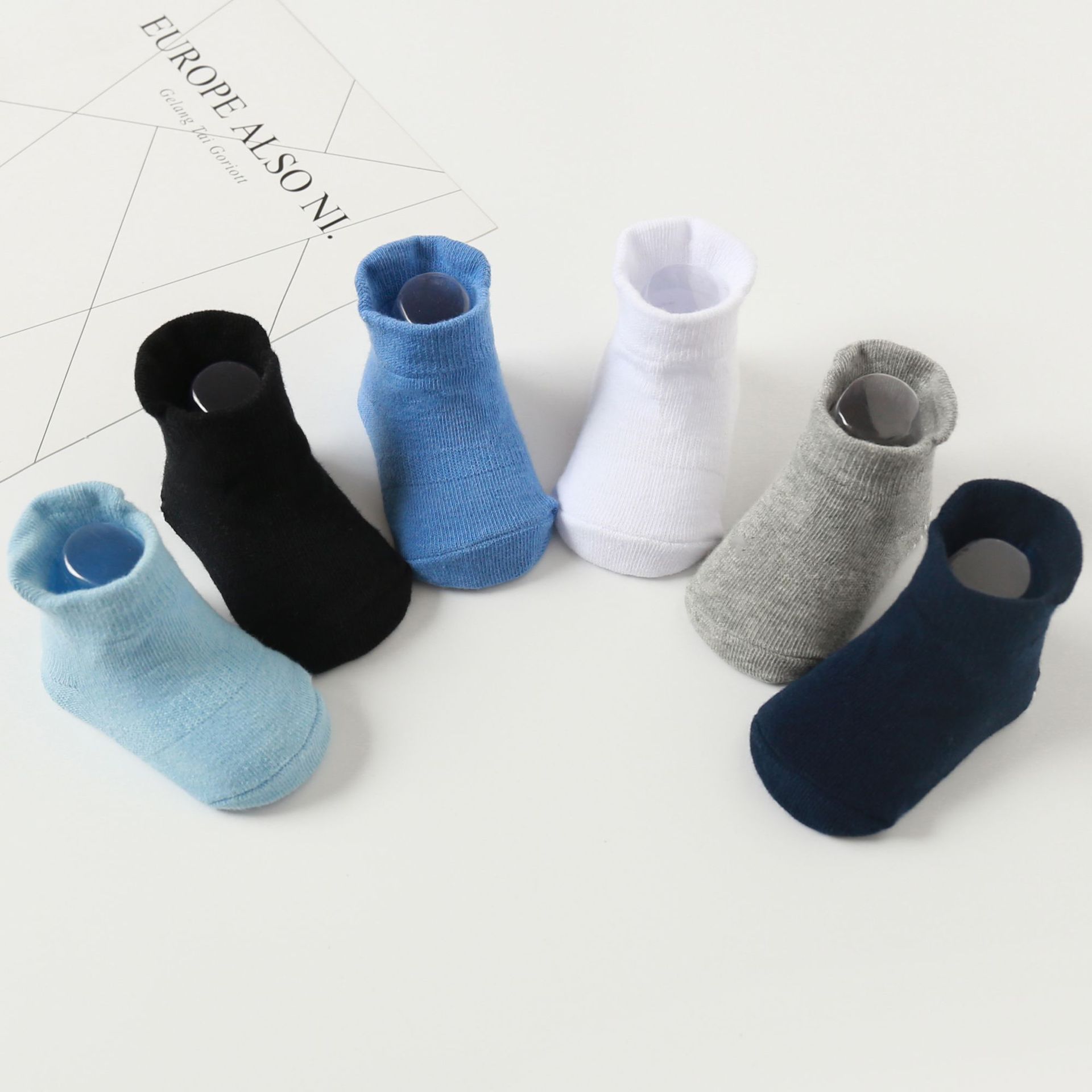6 paia/lotto calzini antiscivolo della barca dei bambini del cotone da 0 a 5 anni per la ragazza dei ragazzi calzino basso del bambino del pavimento del taglio con le prese di gomma calzini dei bambini: 6Pairs Style4 / 10-12(6-12Month)