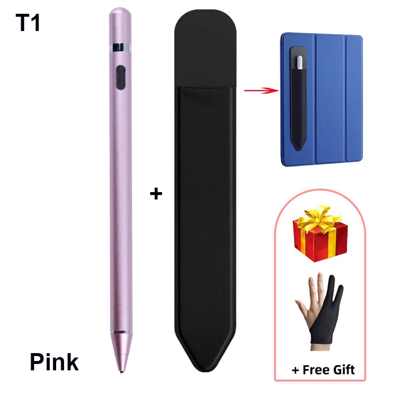 Universell aktiv stylus berøringspenn for nettbrett tegning android mobiltelefon for epleblyant 1 2 ipad penn for xaiomi lenovo huawei: Rosa tilleggsholder