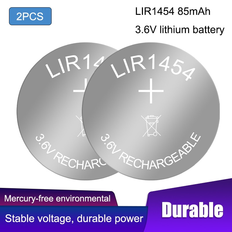 2 stk original 3.7v 85 mah lir 1454 genopladeligt lithium batteri bluetooth headset armbånd batteri erstatter  cr1454