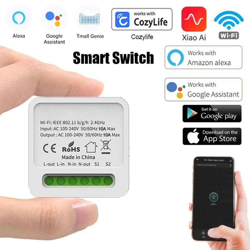Tuya ZigBee WiFi Smart Switch Mini 16A Modulo di controllo a 2 vie On Off Interruttore Timer di controllo vocale remoto senza fili Alexa Google Home: Default Title