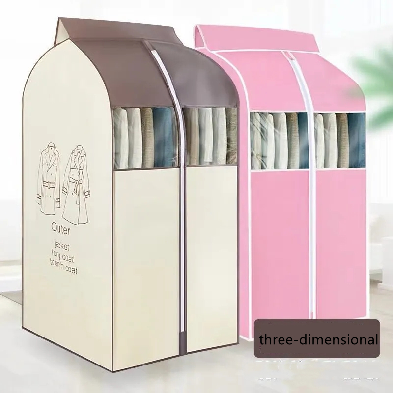 Large Capacity Clothes Storage Bag Hanging Type Closet Garment Dust Cover Thick Non-Woven Coat Protector Case Hanging Organizer