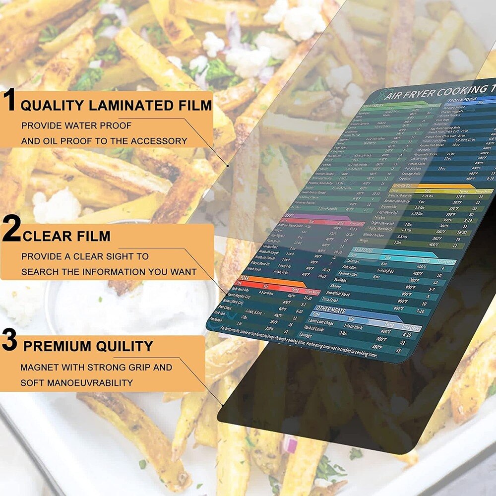 Air Fryer Magnetic Times Cheat Sheet, Air Fryer Accessories Magnetic Chart,Air Fryer Cooking Times Chart for Kitchen, 2Pcs