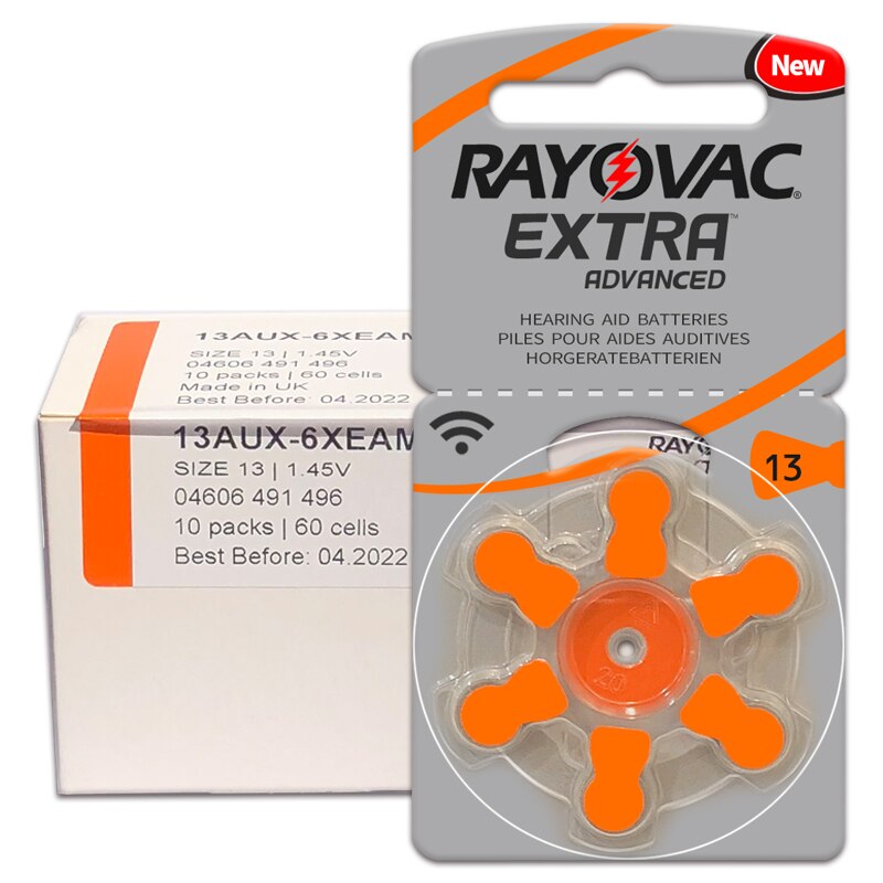 60 stk rayovac ekstra højtydende høreapparatbatterier. zink luft 13/p13/pr48 batteri til ørepleje cic siemens høreapparater: Default Title