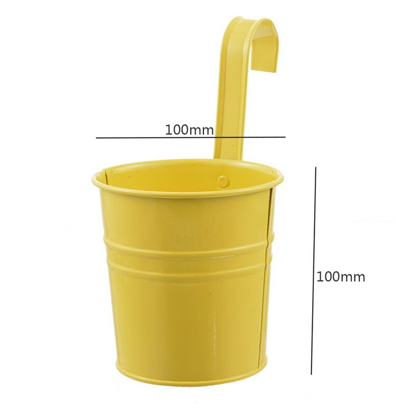 10 Kleuren Opknoping Bloempotten Haak Muur Potten Tuin Potten Balkon Plantenbakken Metalen Emmer Bloem Houders Home Decor: yellow