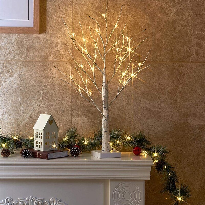 Easter Decor 2FT Easter Egg Floral Birch Tree Lights with Timer Centerpiece Decoration Tabletop for Easter Home Wedding