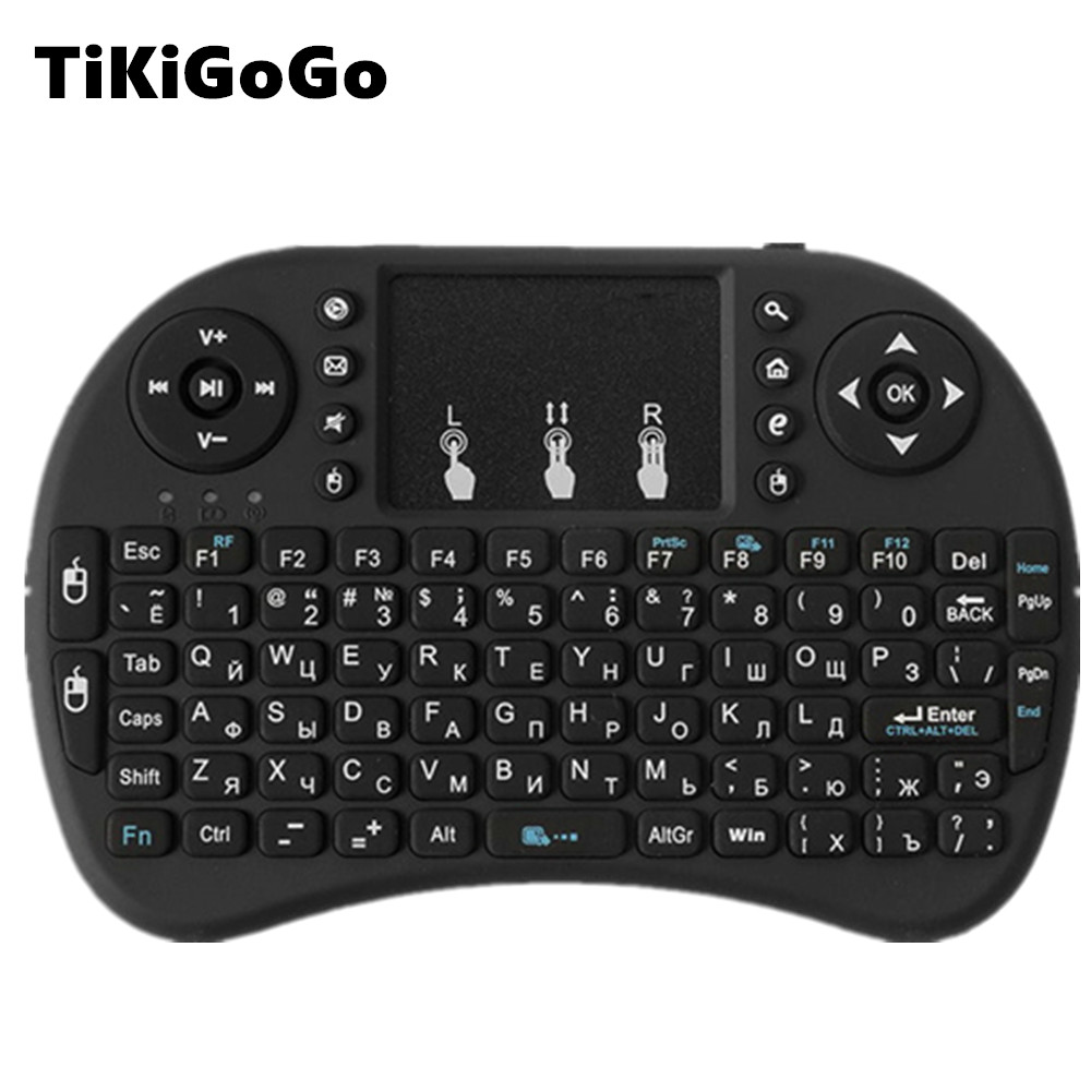 Tikigogo air mouse met touchpad i8 Mini Draadloze Toetsenbord afstandsbediening Russisch engels layout voor android smart tv box pc