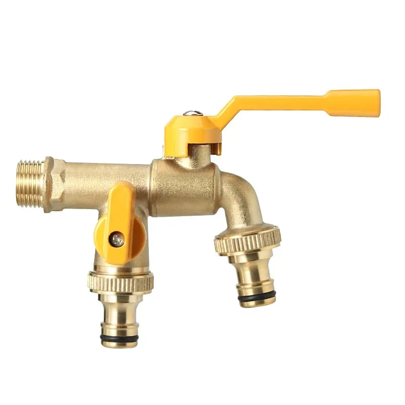 draussen Doppel Wasserhahn Wasserhahn Außen Garten Schlauch Wasserhahn Adapter 1/2'' 3/4'' 1 Einlass 2 BC Wassertank Anschluss Durcheinander Wasserhahn: Weiß