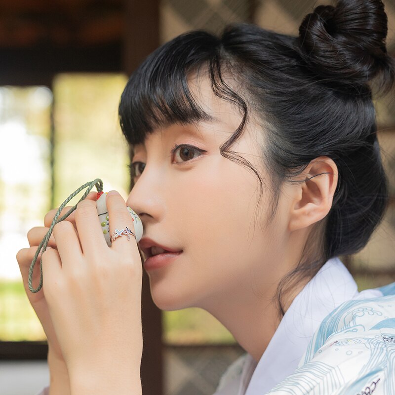 Thaya autêntico 925 anel de prata azul gotejamento óleo prata anéis abertos tamanho livre ajustável dedo anéis para a moda feminina jóias