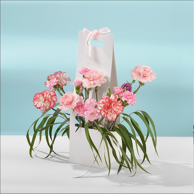 Foldable Flower Box Portable Waterproof Paper Packing Bag Handmade Bouquet Basket Florist Fresh Flower Carrier Bag Wedding