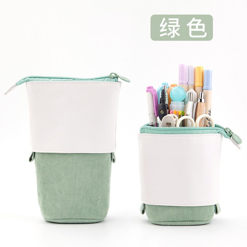 Estuche para lápices, portalápices de puntos, tela de lona, material escolar estacionario coreano, organizador de regla para niños, bolsa de , caja de pie para transformador