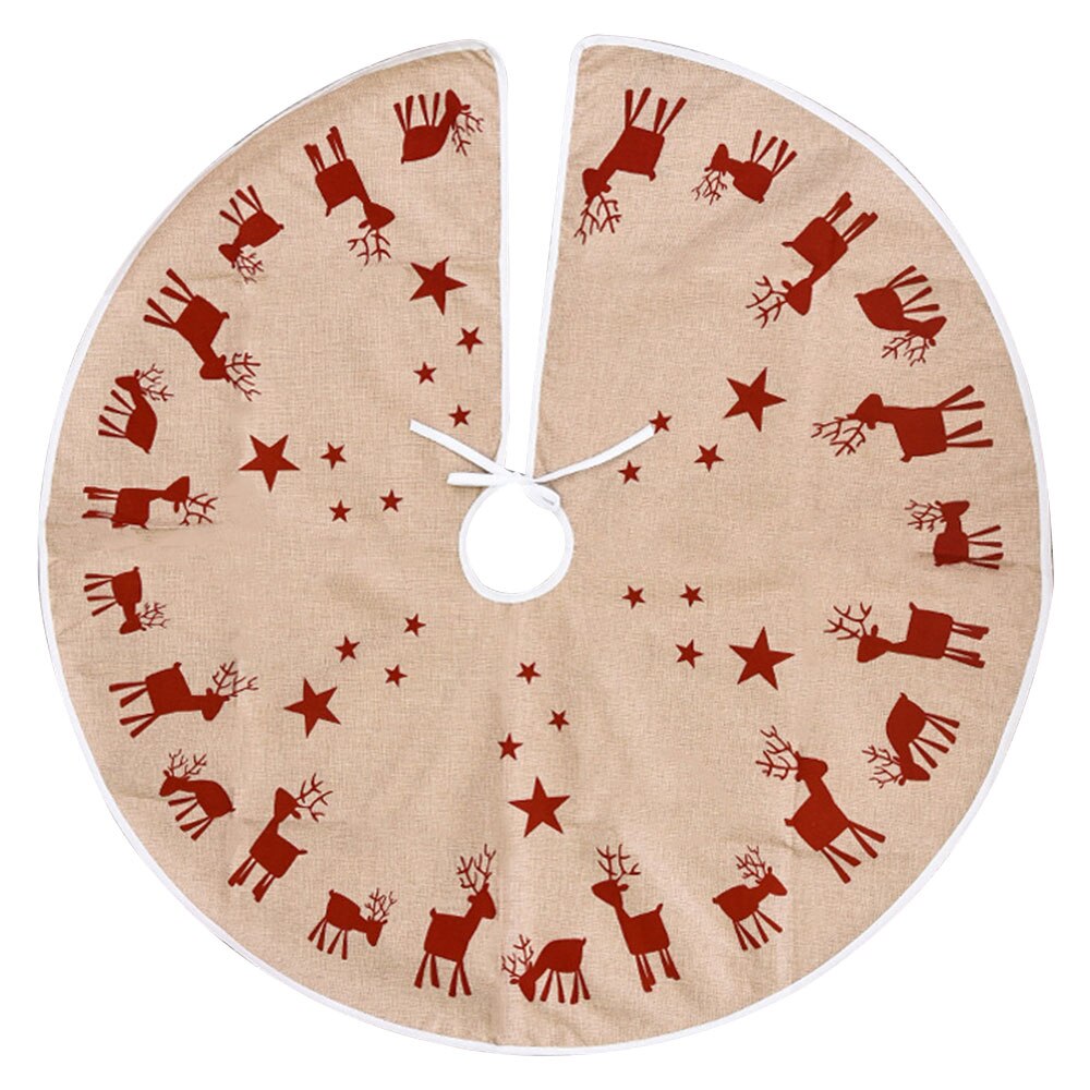 Jupes de sapin de noël flocon de neige rouge or blanc, Plaid flanelle renne traîneau noël bonhomme de neige père noël joyeux noël: B1-96CM