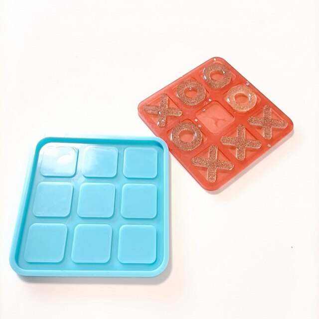 Tic Tac Toe OX gra w szachy lustro silikonowe formy odlewnicze dla majsterkowiczów żywica Uv epoksydowa biżuteria narzędzia Craft Handmade Making mały rozmiar: Checkerboard Mold