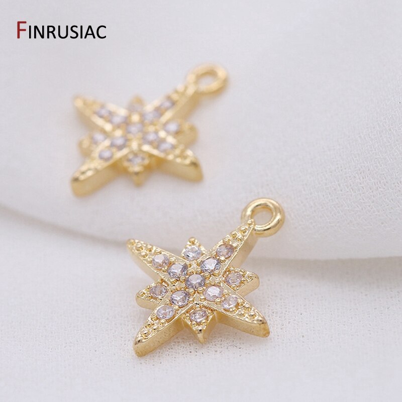 Placcato oro con Intarsiato zircone Piccolo Star Pendenti E Ciondoli Del Pendente Per I Monili di DIY Che Fanno Handmade Del Braccialetto Della Collana Orecchini Accessori