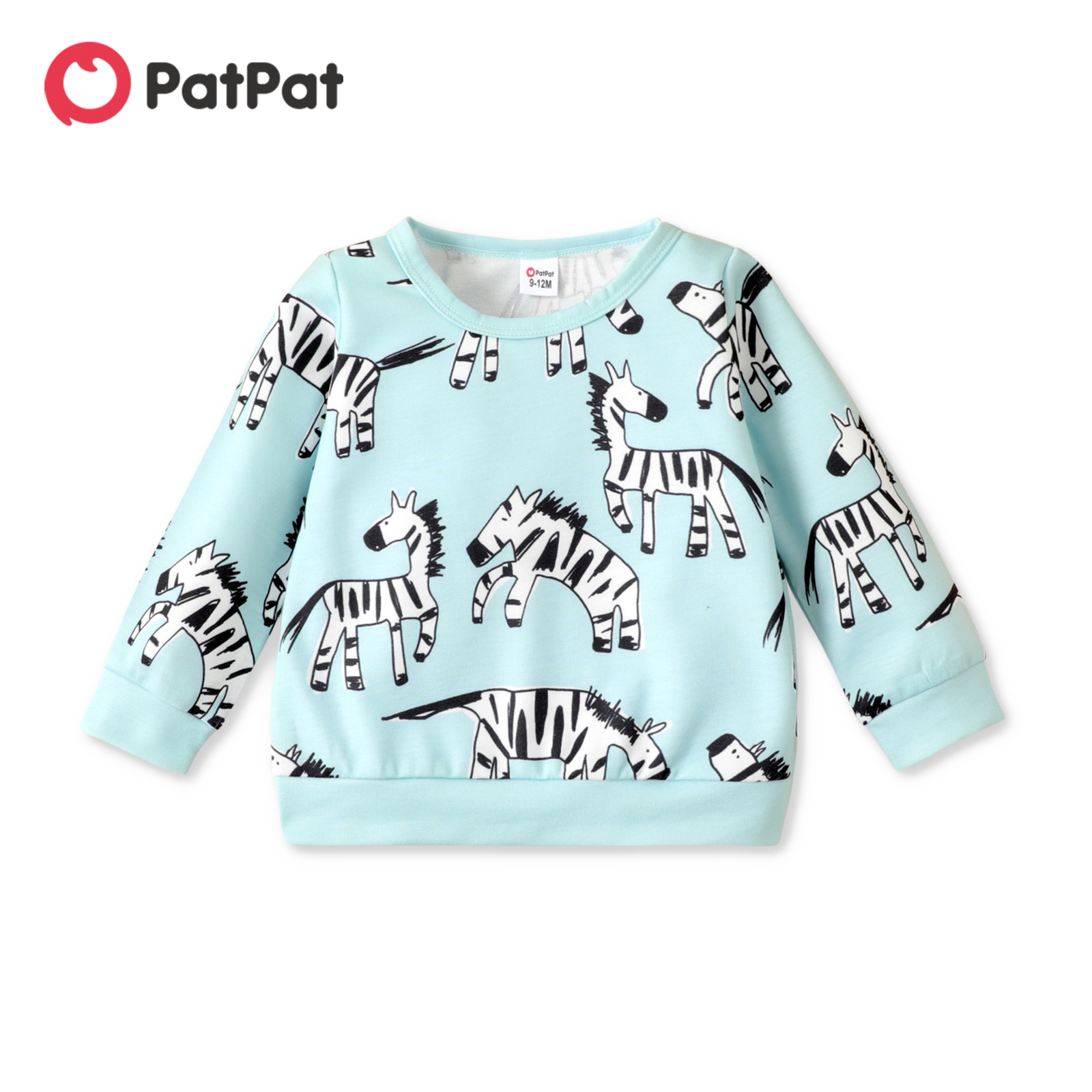 Patpat Baby Meisje Turquoise/Roze Over Animal Print Lange Mouwen Sweatshirt