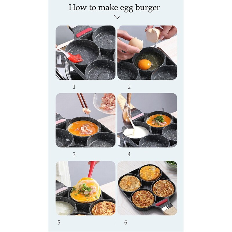 Vier-Gat Koekenpan Koekenpan Non-stick Rookvrije Ontbijt Keuken Koken Pan