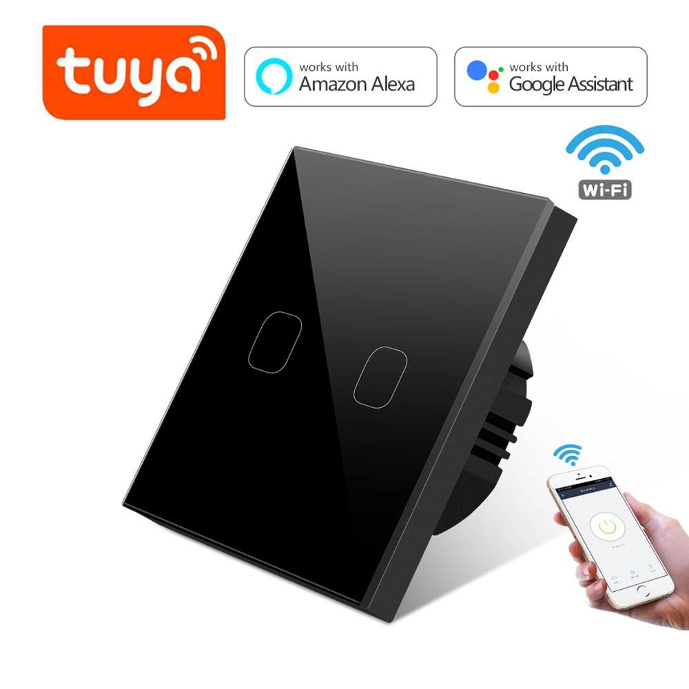 Eu standard 220v tuya wifi smart switch fungerer med alexa google home touch switch til led lampe timer stemmestyring vægkontakt