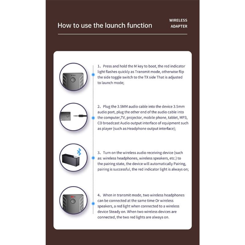 Draadloze bluetooth 5.0 zender ontvanger 2- in -1 dubbele transmissie adapter