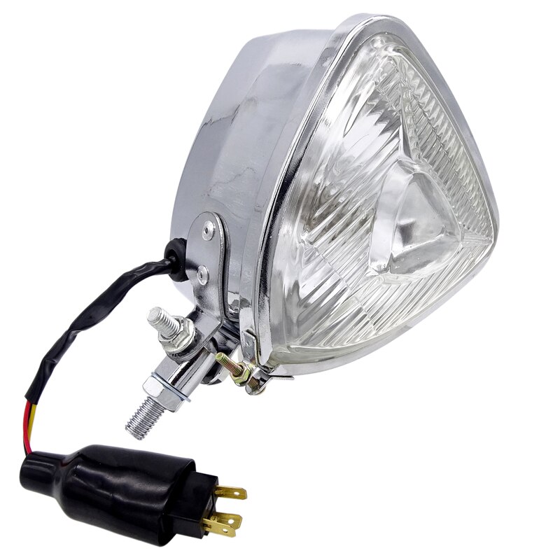 Phare avant de Moto en Triangle H4, phare avant pour Harley Softail Sportster Dyna Cafe Racer Bobber Chopper, pièces d&#39;éclairage de Moto 1 pièce: Silver Clear