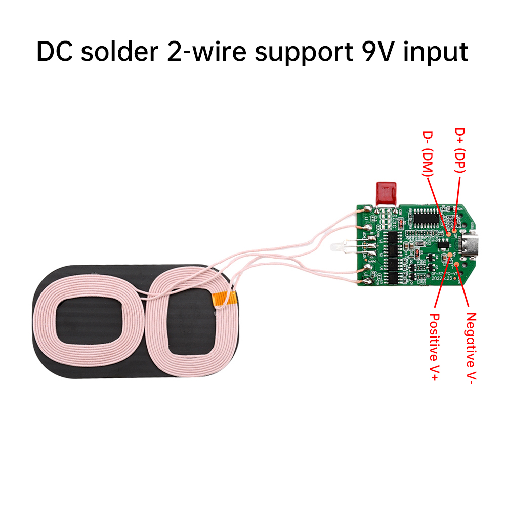 Type-C 15W Dual Coil Draadloze Snellaadmodule Draadloze Oplader PCBA Ingebouwde MCU 5W 7.5W 10W 15W Voor Smartphone Tablet