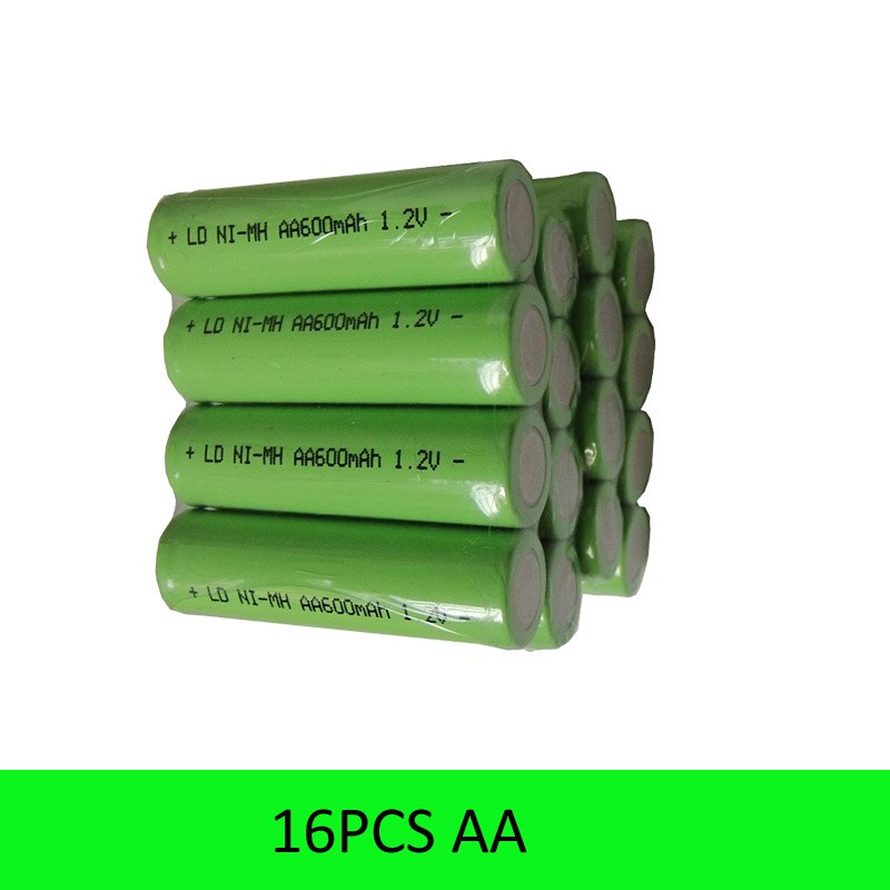 2-16Pcs Originele 1.2V AA Batterij Oplaadbare aa Batterijen 600mah 2A Baterias Mh Ni Mh Oplaadbare batterij voor Zaklamp: 16PCS AA