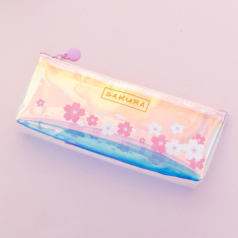 Kawaii etui bloemen transparant etui school etui voor meisjes etui etui schoolbenodigdheden voor meisjes: Stijl 03
