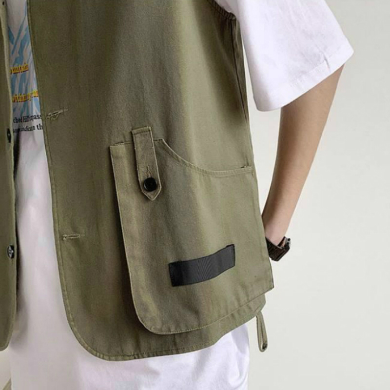 Kamizelki męskie kieszenie płaszcze bez rękawów kamizelki wypoczynek szyk codzienne znosić mężczyzna styl safari dla obu płci pary BF nastolatki Harajuku kamizelka