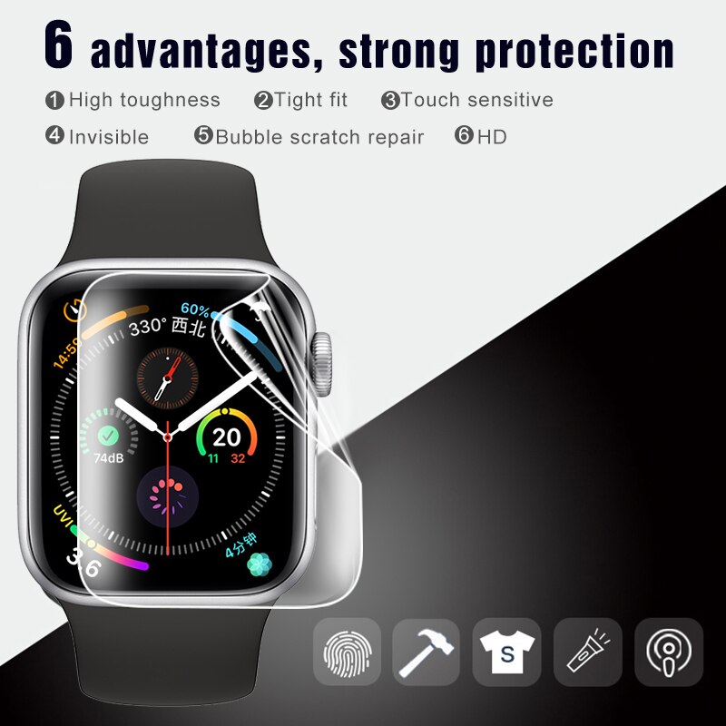 9d filme de hidrogel macio para apple watch 5 6 44mm 40mm protetor de tela cheia para iwatch 5 series assista 7 45 capa película protetora