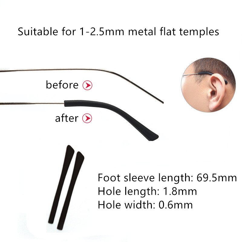 2 pair Soft Silicone Anti Slip Eyeglasses Glasses Temple Tips